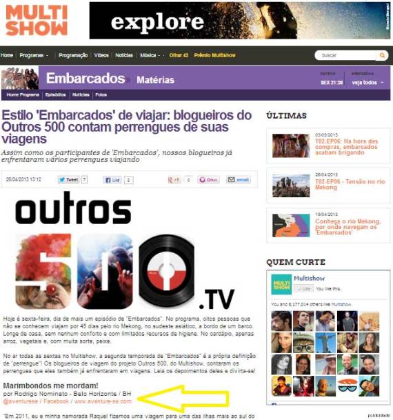 blogueiro de viagens na multishow