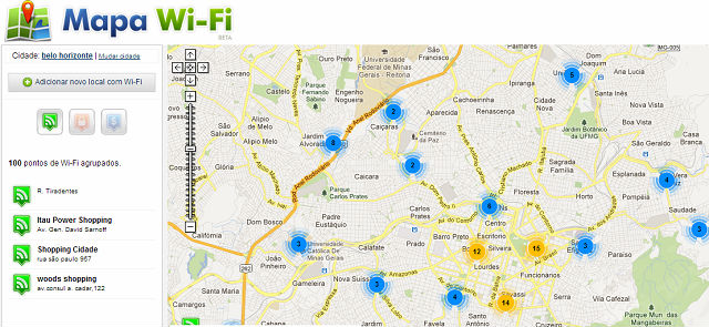 Mapa Wi-Fi belo horizonte