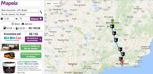 calculo de rota combustivel